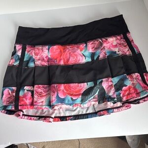 Lululemon Athletica Black and Pink Rose Mini Skirt